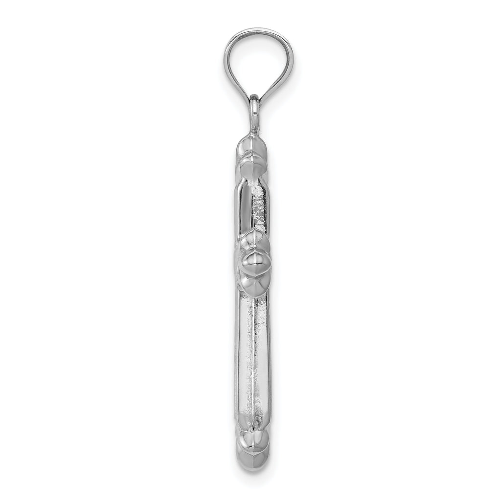 14K White Gold Reversible Diamond-Cut Cross Pendant with 3D Polished Finish
