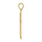 14K Gold Diamond-Cut Budded Cross Pendant with Polished Finish