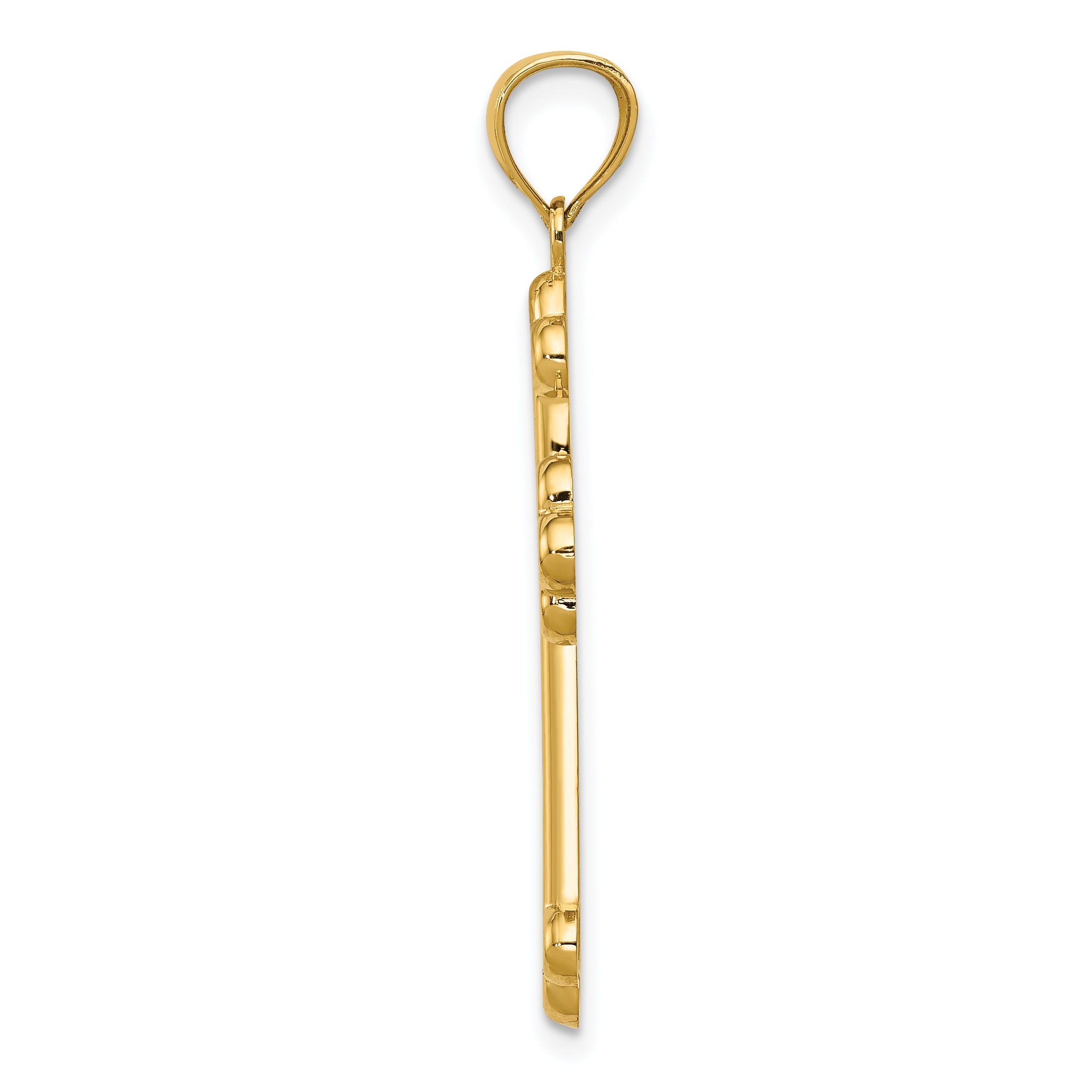 14K Gold Budded Cross Pendant with Satin and Polished Finish Elegant Design Secondary image