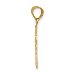 14K Gold Diamond-Cut Cross Pendant with Polished Finish Solid & Elegant
