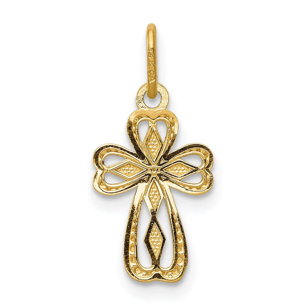 14K Gold Diamond-Cut Polished Cross Pendant  Elegant Petite Charm