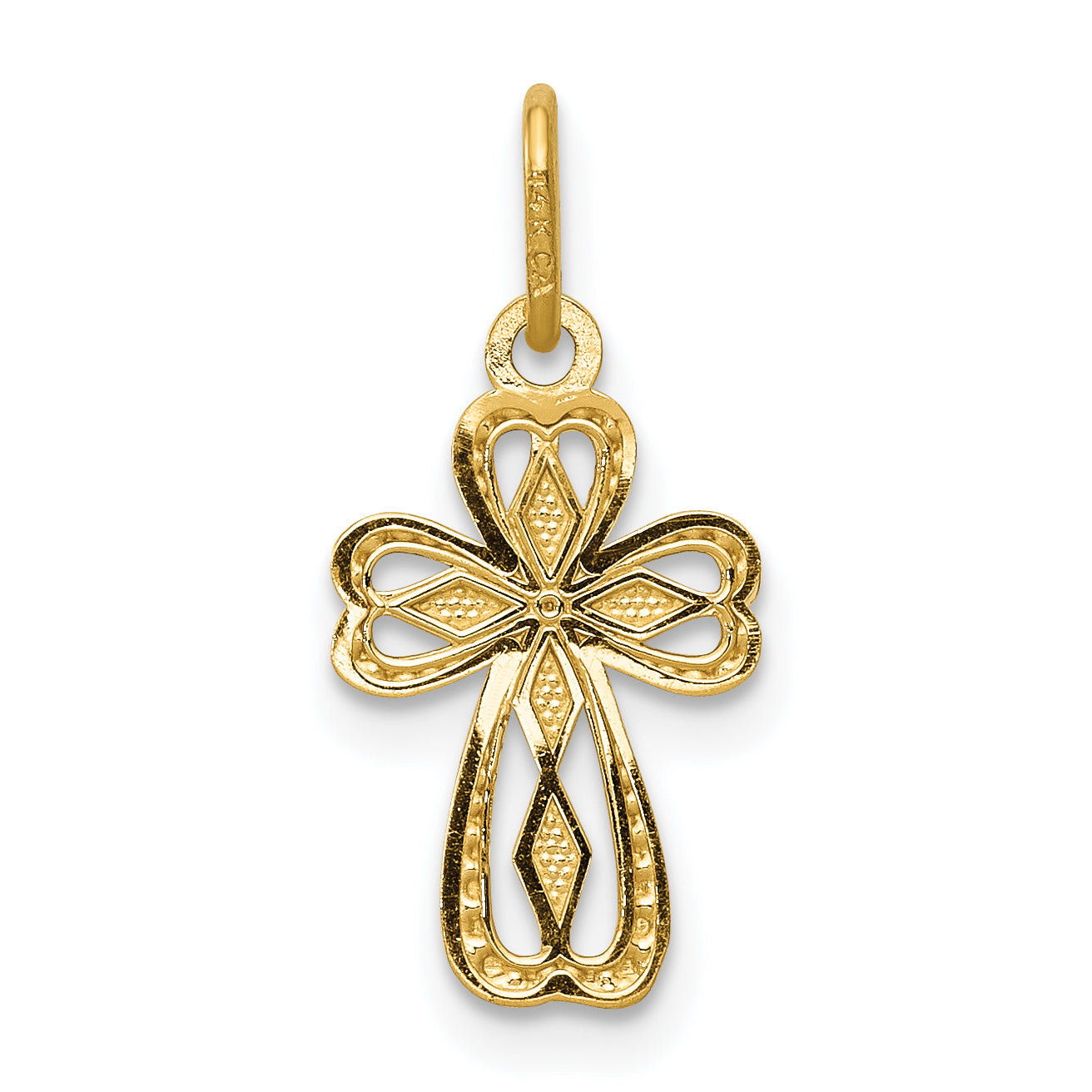 14K Gold Diamond-Cut Polished Cross Pendant  Elegant Petite Charm