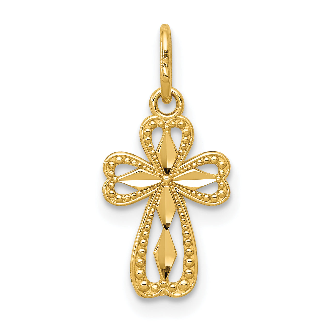 14k Diamond-cut Polished Small Cross Pendant Main image