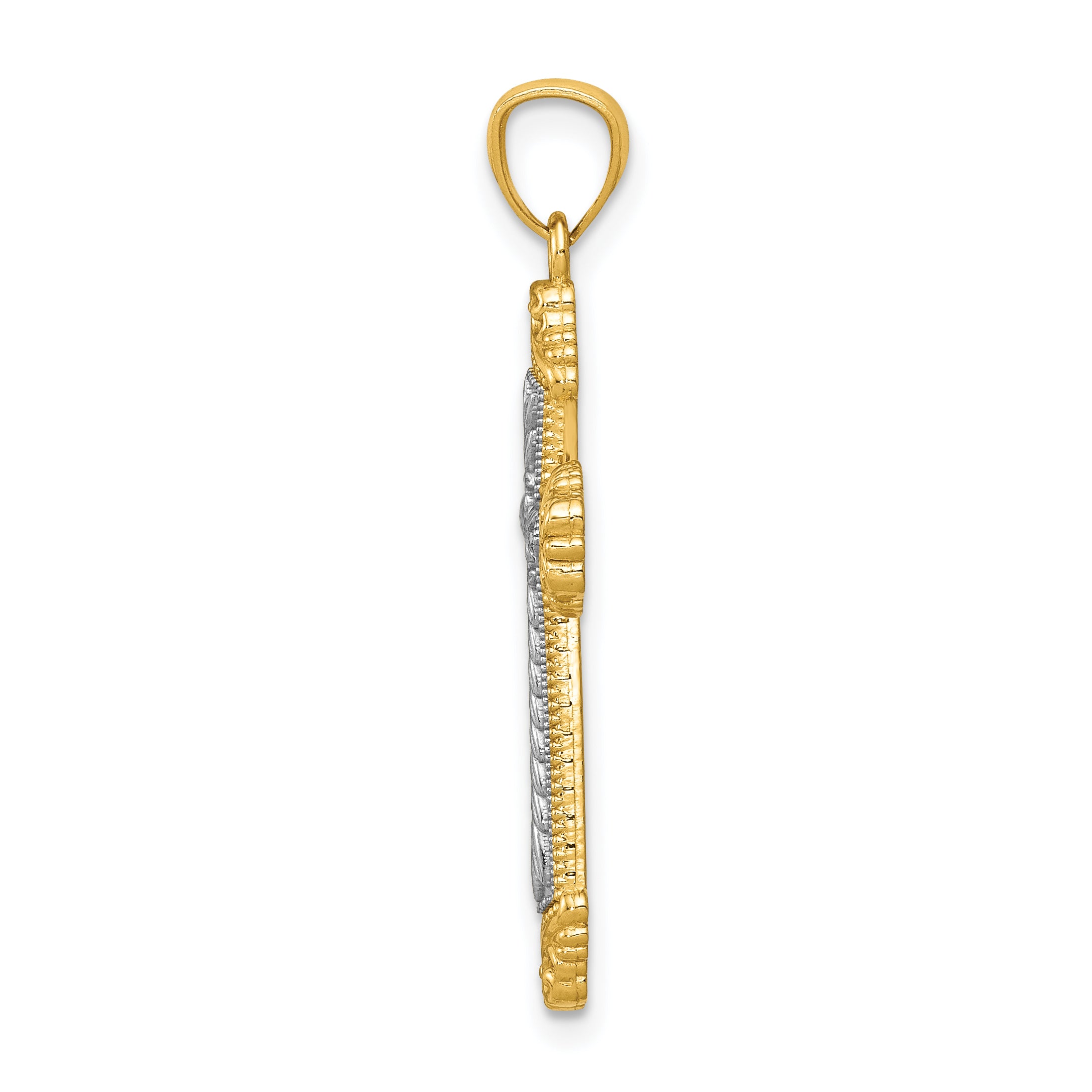 14K Two-Tone Polished Cross Pendant Solid Gold, Elegant Design Secondary image