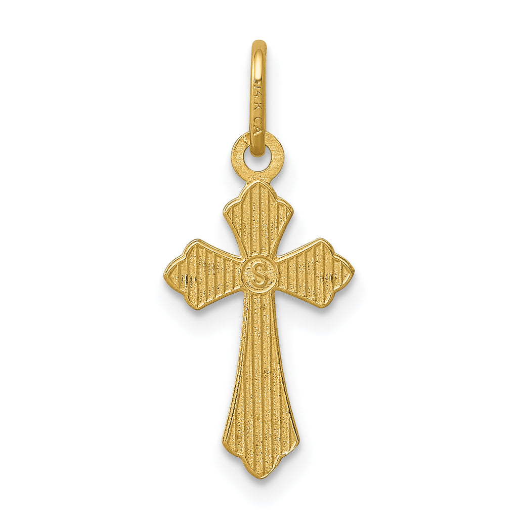 14K Gold Diamond-Cut Cross Charm with Polished Finish  Elegant & Solid