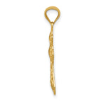14K Gold Polished Filigree Cross Pendant Elegant Textured Design