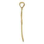 14K Gold Diamond-Cut Cross Pendant with Rhodium Accents Polished Finish