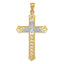 14K W/Rhodium Polished Diamond-Cut Dove Cross Pendant