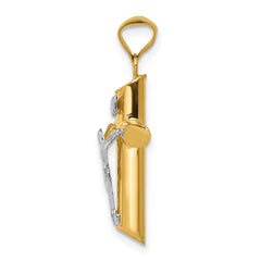 14K Two-Tone Gold Crucifix Pendant with Polished Finish  Elegant Design