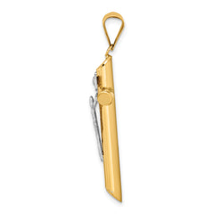 14K Two-Tone Gold Polished Crucifix Pendant with Hollow Design  Elegant Statement Piece