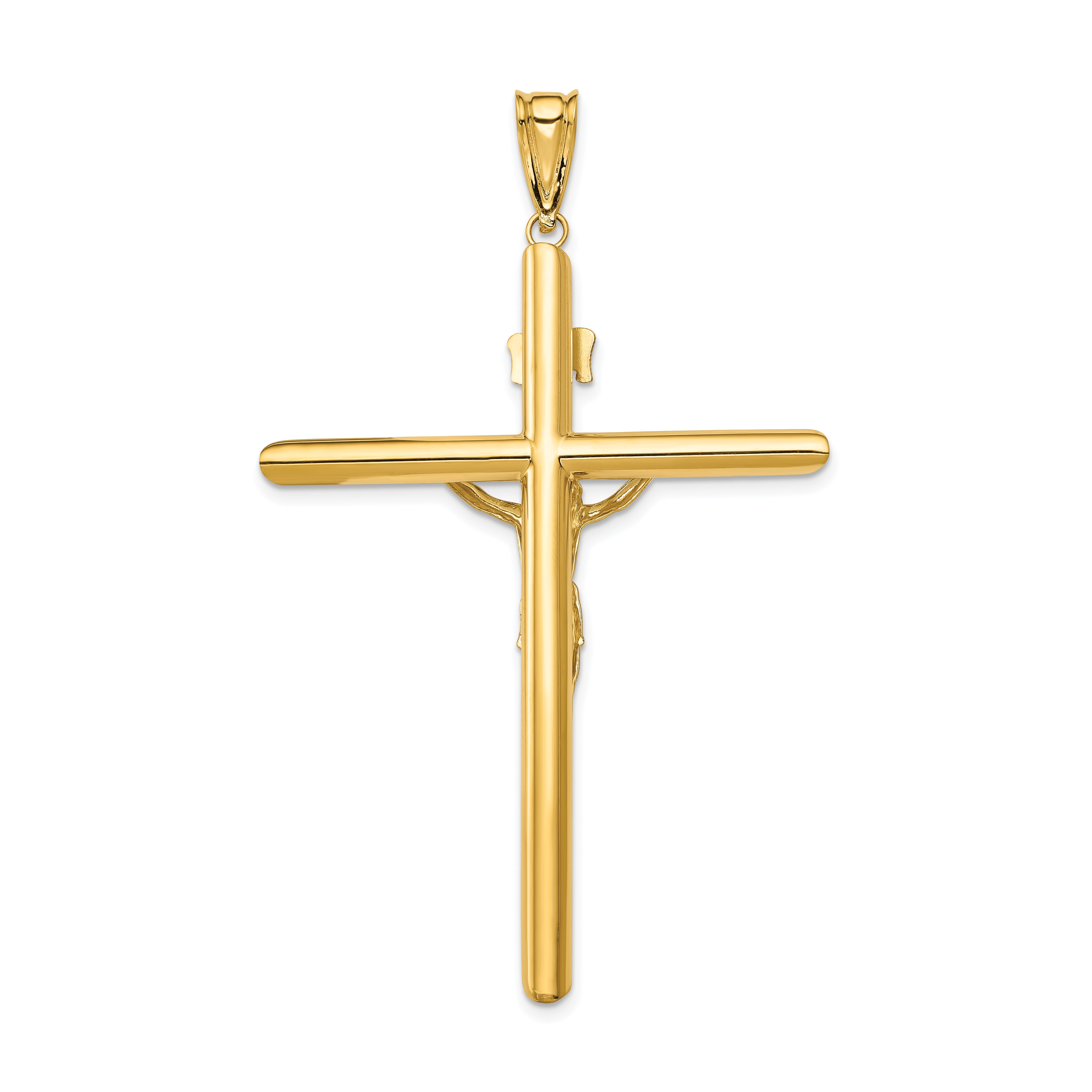 14k Two-Tone Polished Hollow Crucifix Pendant by Sophia Jewelers