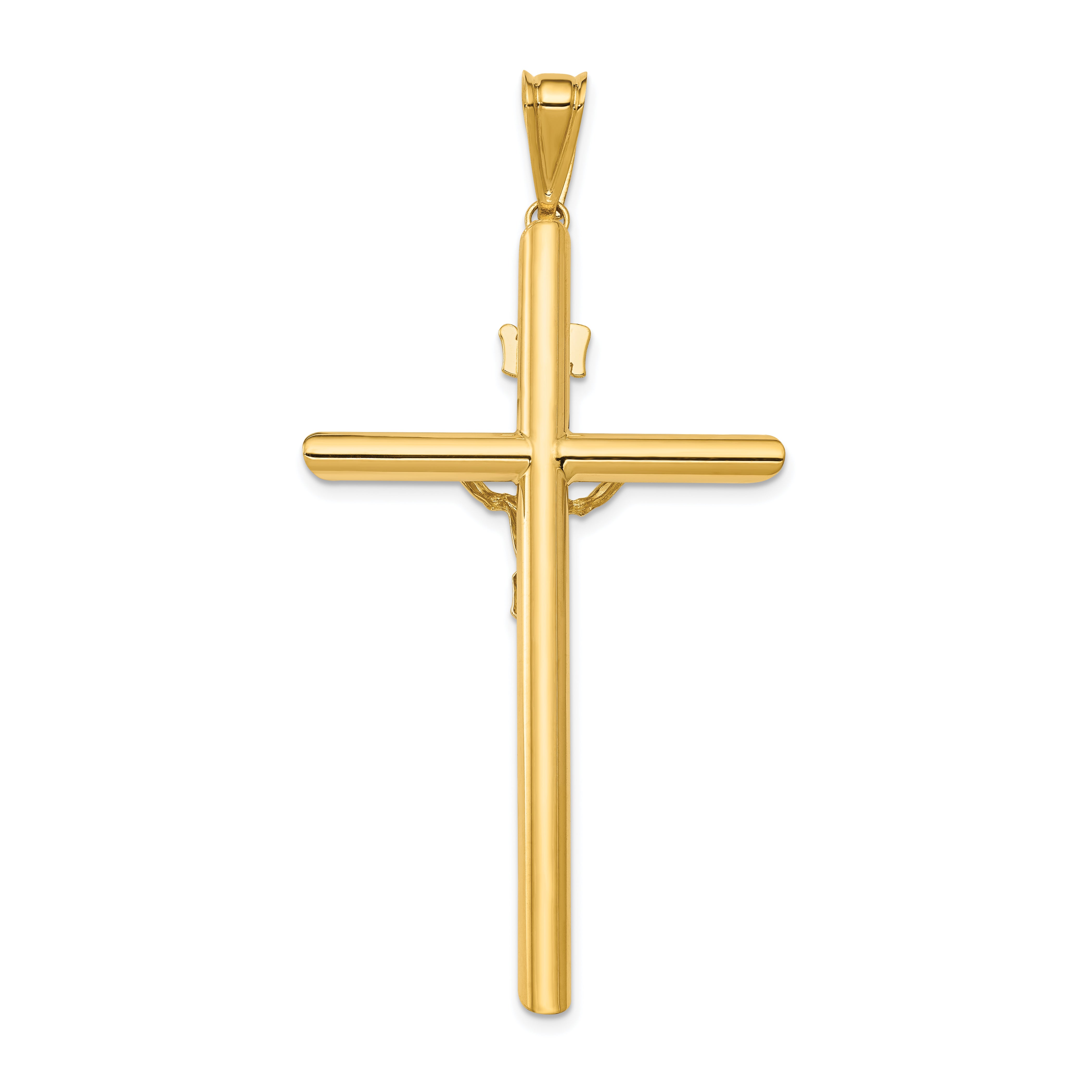 14K Two-Tone Gold Crucifix Pendant with Polished Finish