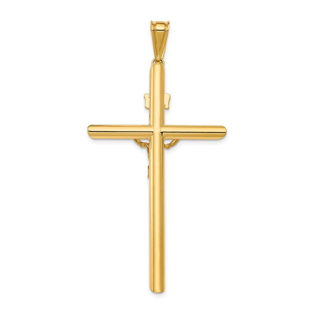 14K Two-Tone Gold Crucifix Pendant with Polished Finish