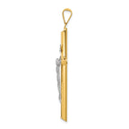 14K Two-Tone Gold Polished Jesus Crucifix Pendant  Hollow, Elegant Religious Charm