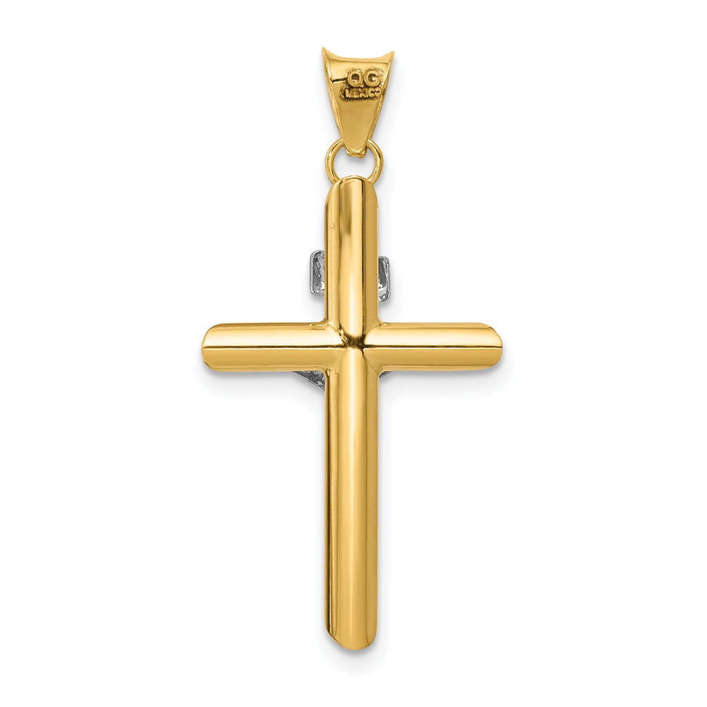 14K Two-Tone Gold Polished Jesus Crucifix Pendant  Elegant Religious Charm