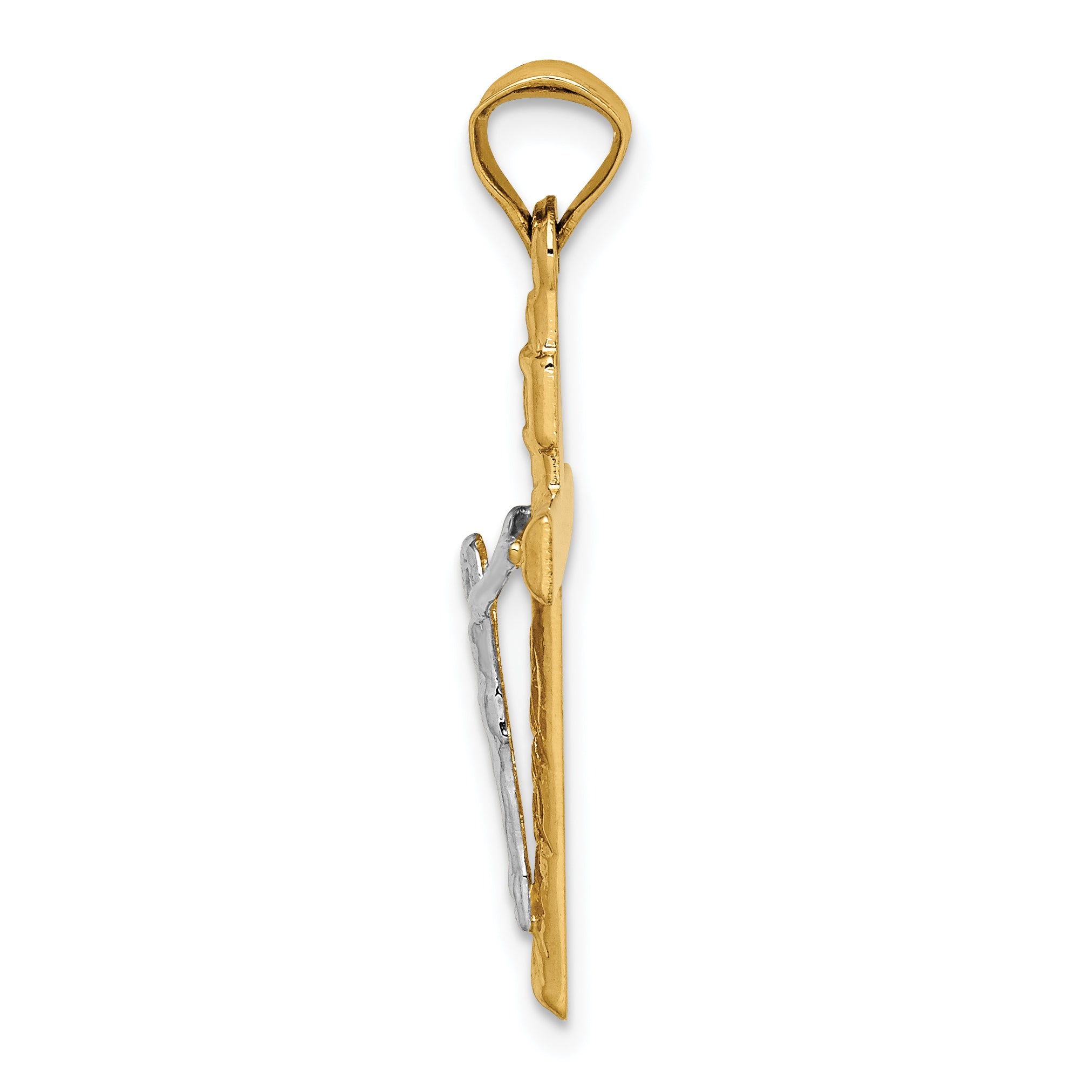14K Two-Tone Gold Crucifix Pendant with Polished Finish