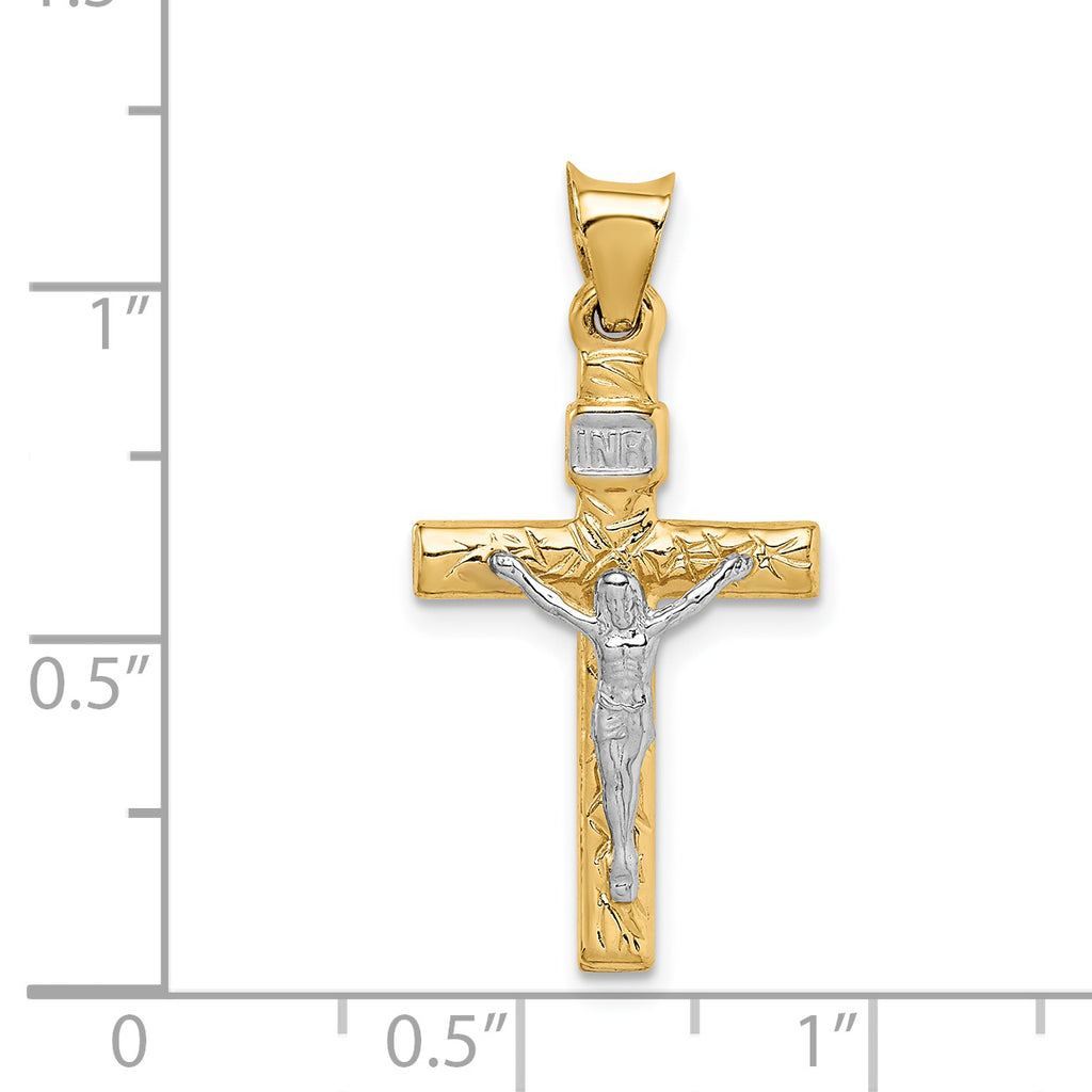 14K Two-Tone Gold Crucifix Pendant with Polished Finish