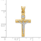 14K Two-Tone Gold Crucifix Pendant with Polished Finish