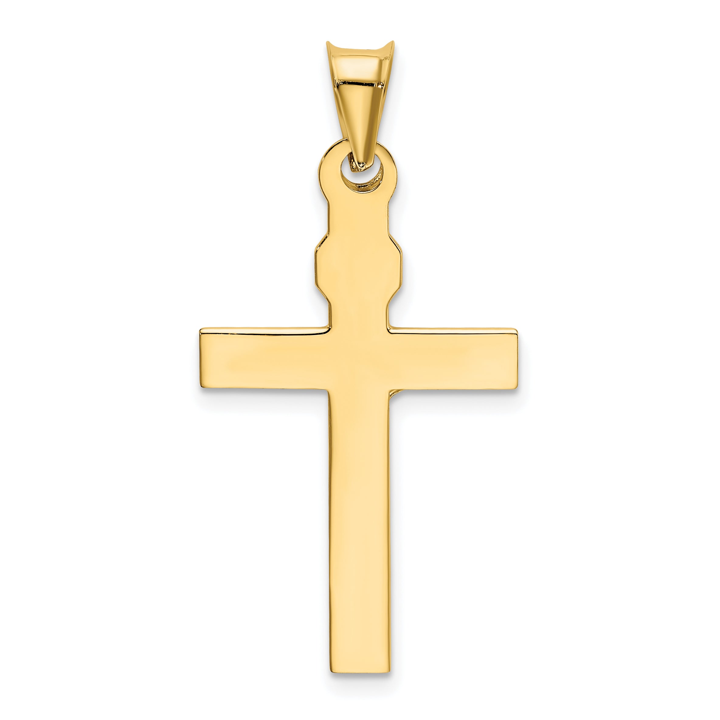 14K Two-Tone Gold INRI Crucifix Pendant with Polished Textured Finish