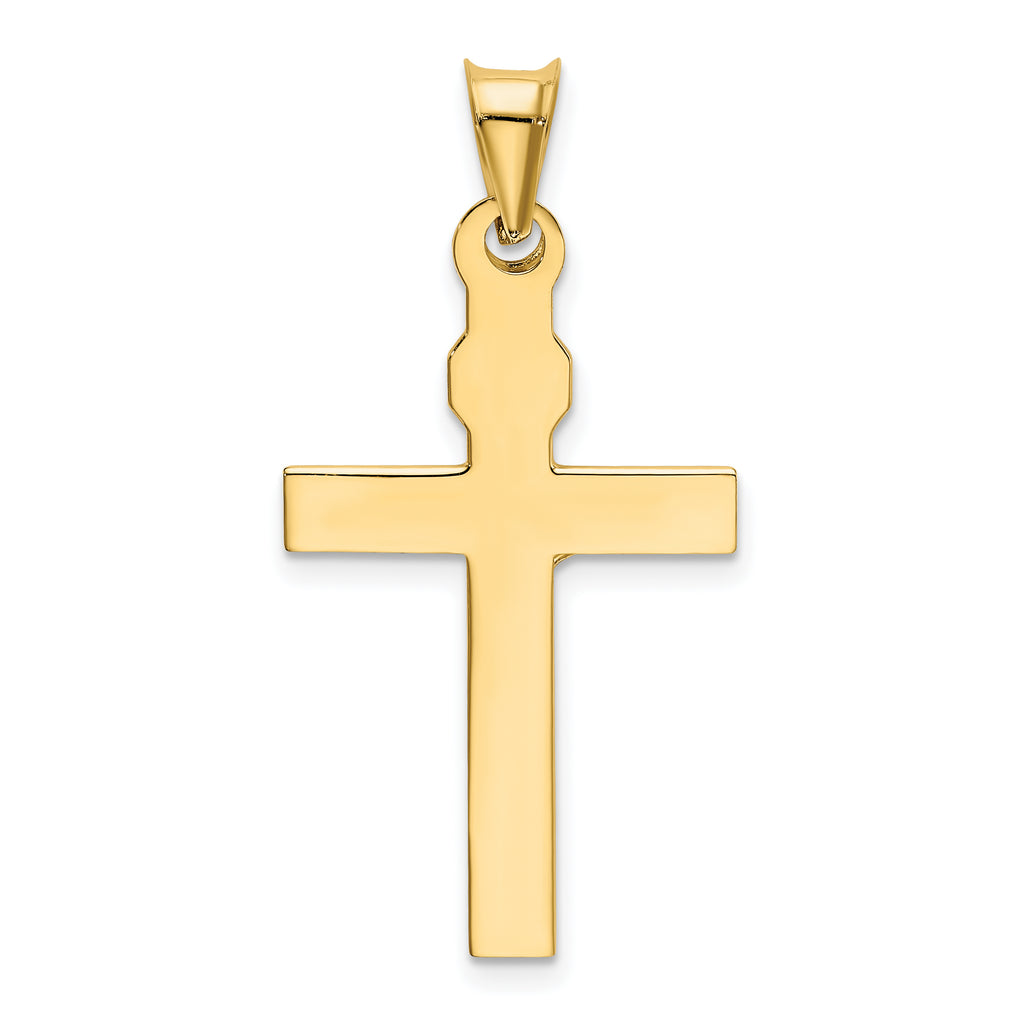 14K Two-Tone Gold INRI Crucifix Pendant with Polished Textured Finish