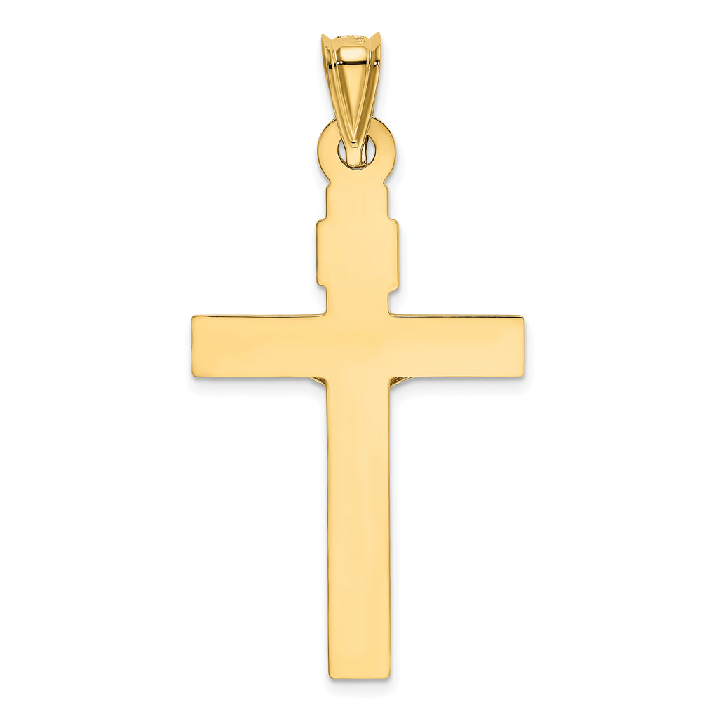 14K Two-Tone Gold Crucifix Pendant with Rhodium Polished Finish