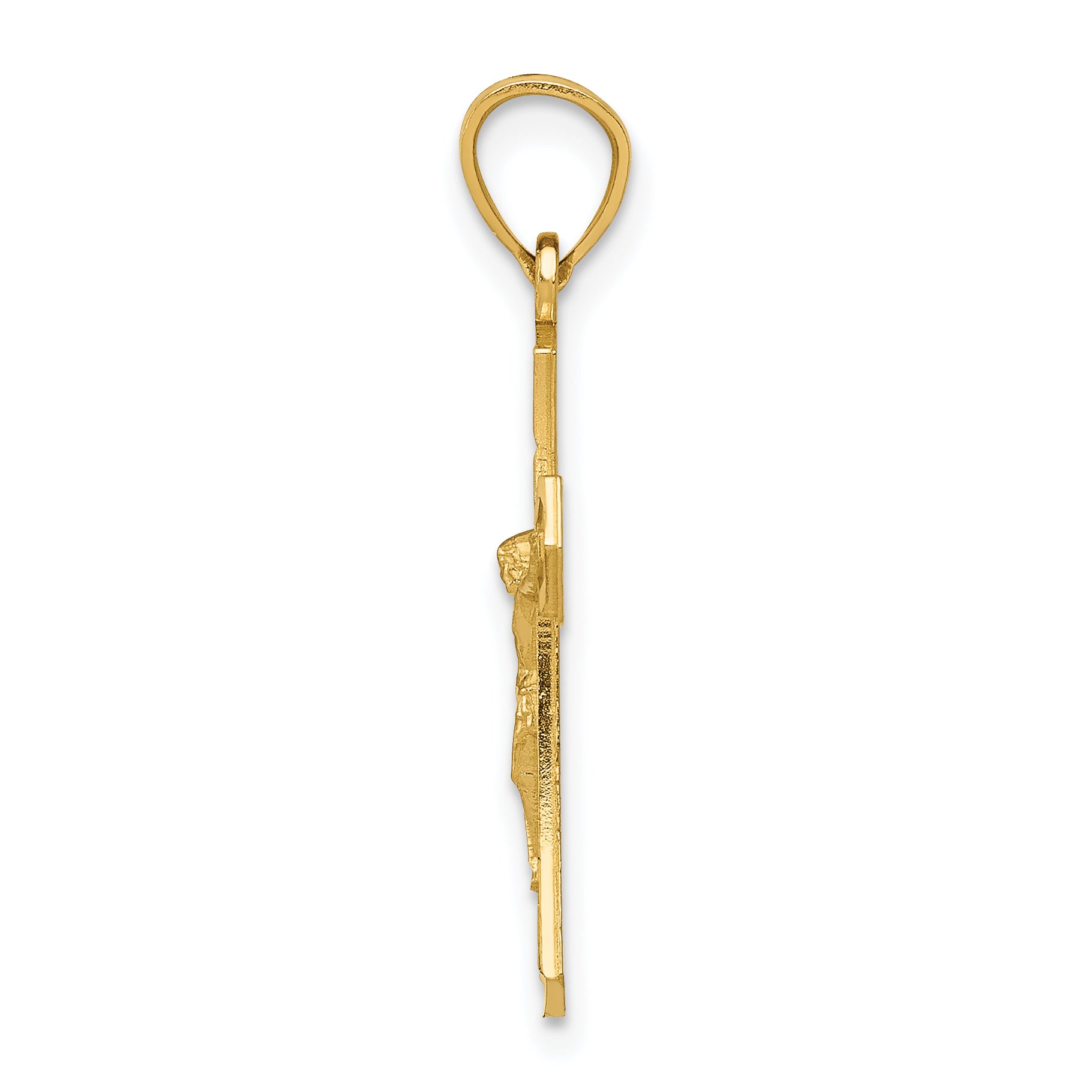 14K Gold Diamond-Cut Crucifix Pendant with Polished Finish