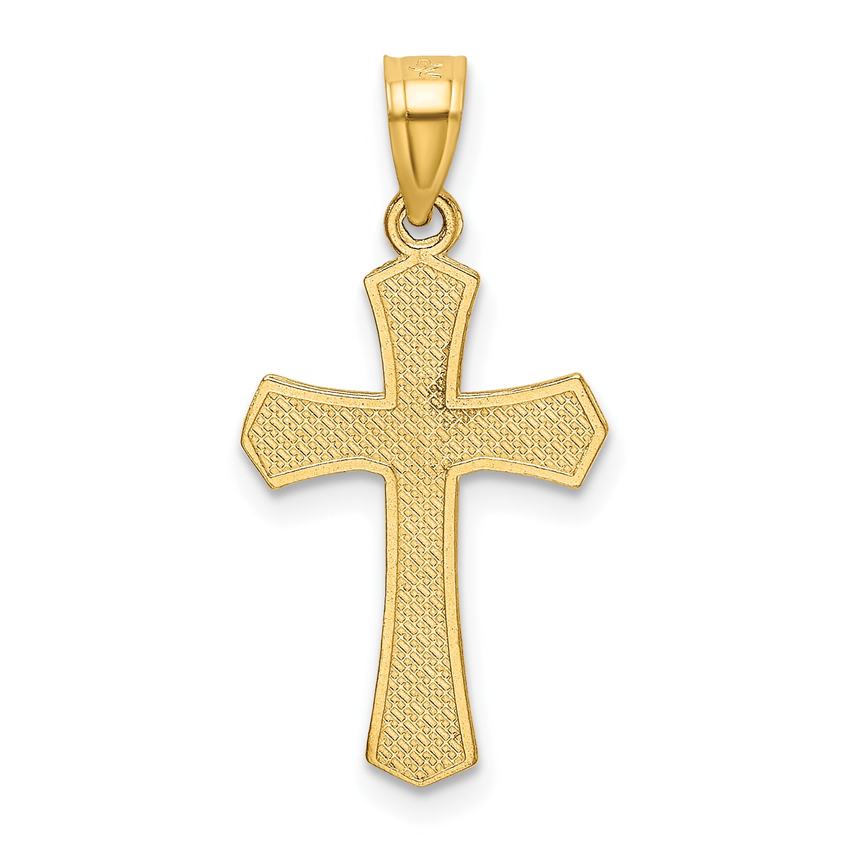 14K Gold Diamond-Cut Crucifix Pendant with Polished Finish