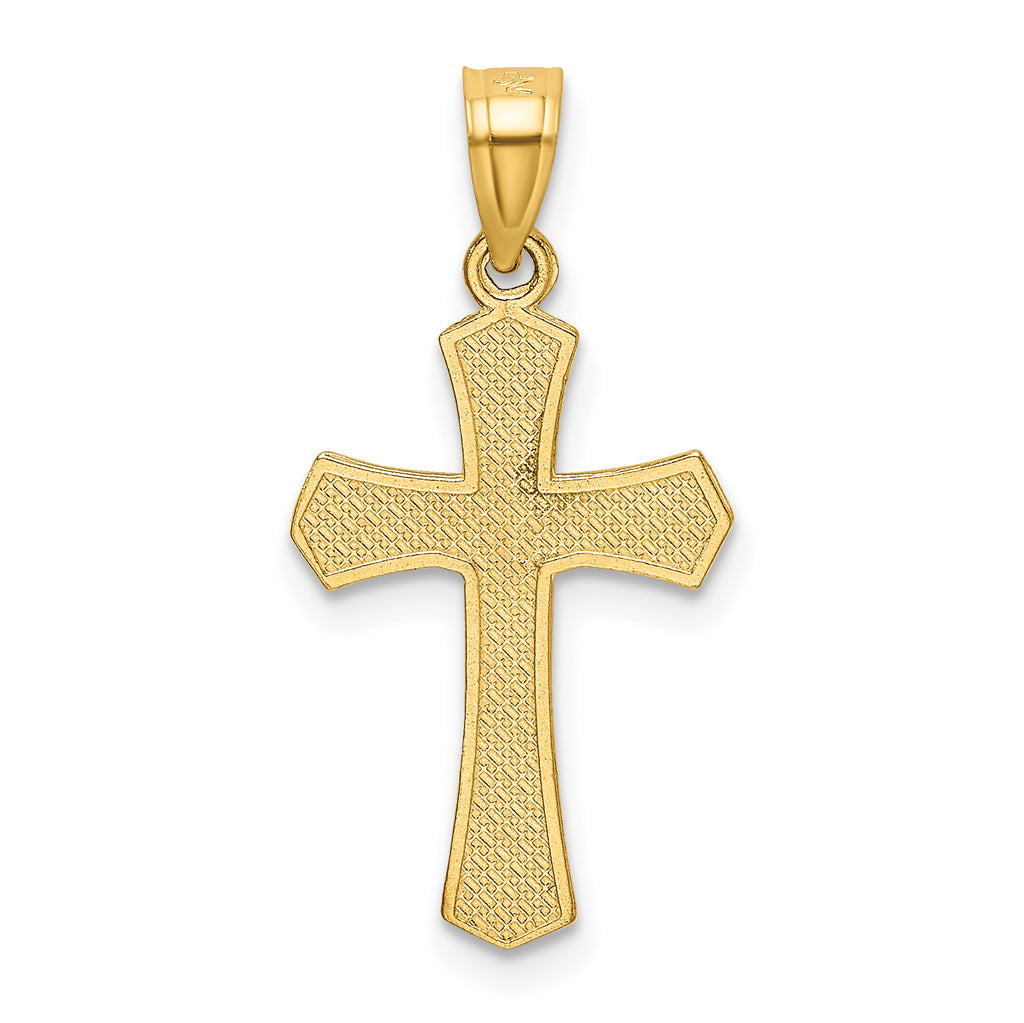 14K Gold Diamond-Cut Crucifix Pendant with Polished Finish