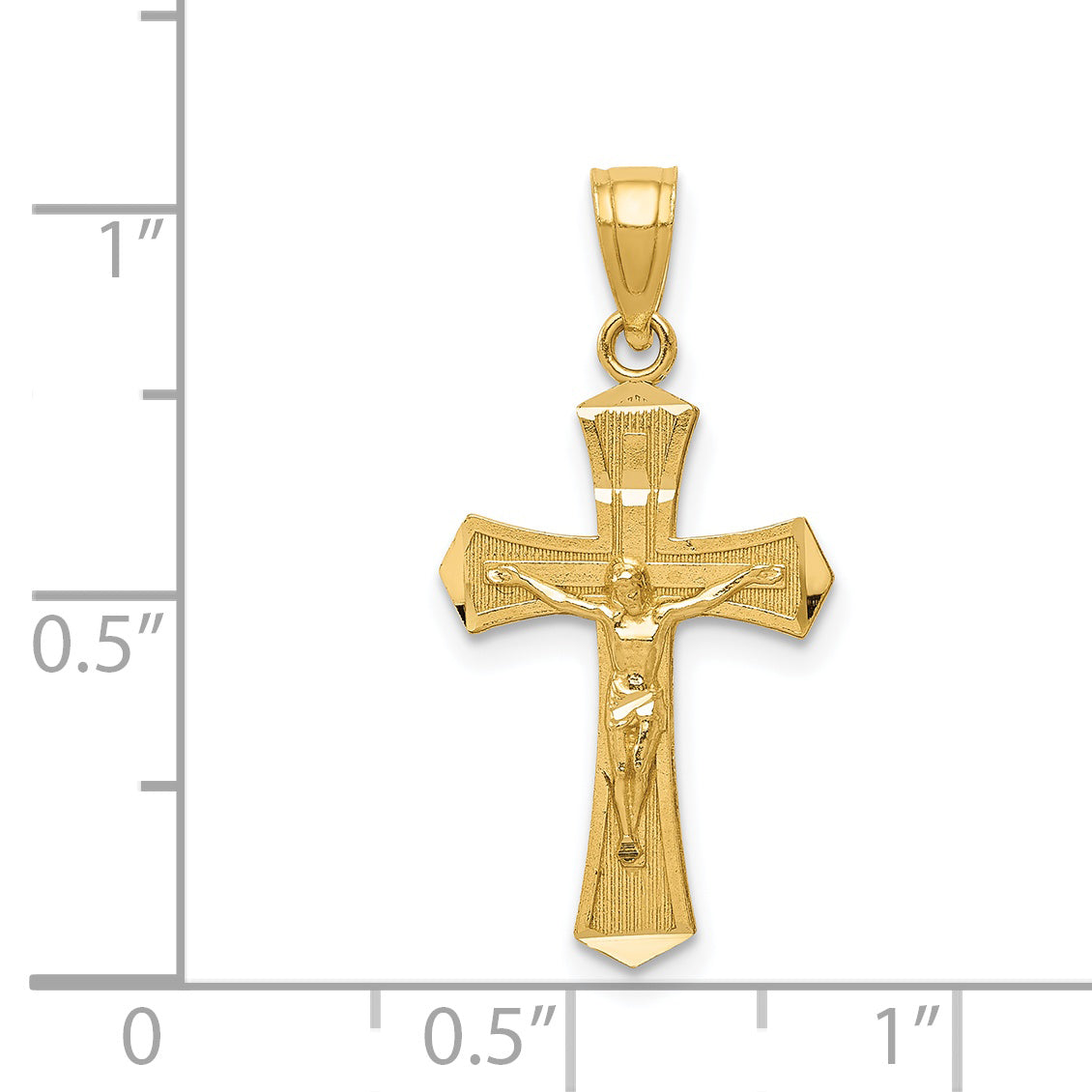 14K Gold Diamond-Cut Crucifix Pendant with Polished Finish