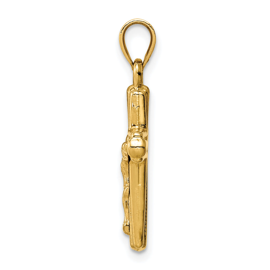 14K Gold Reversible Crucifix Pendant with Polished Finish Elegant Design