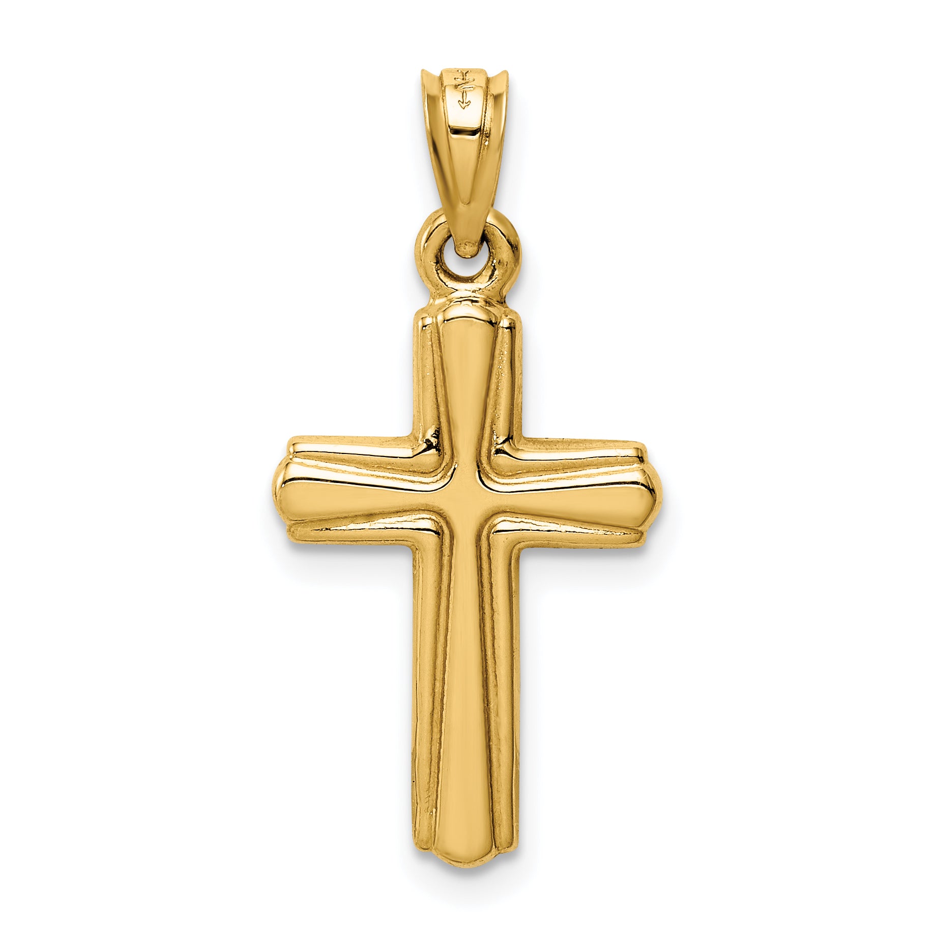 14K Gold Reversible Crucifix Pendant with Polished Finish Elegant Design