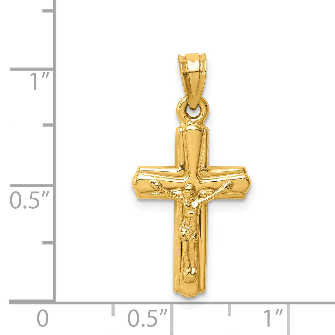 14K Gold Reversible Crucifix Pendant with Polished Finish Elegant Design