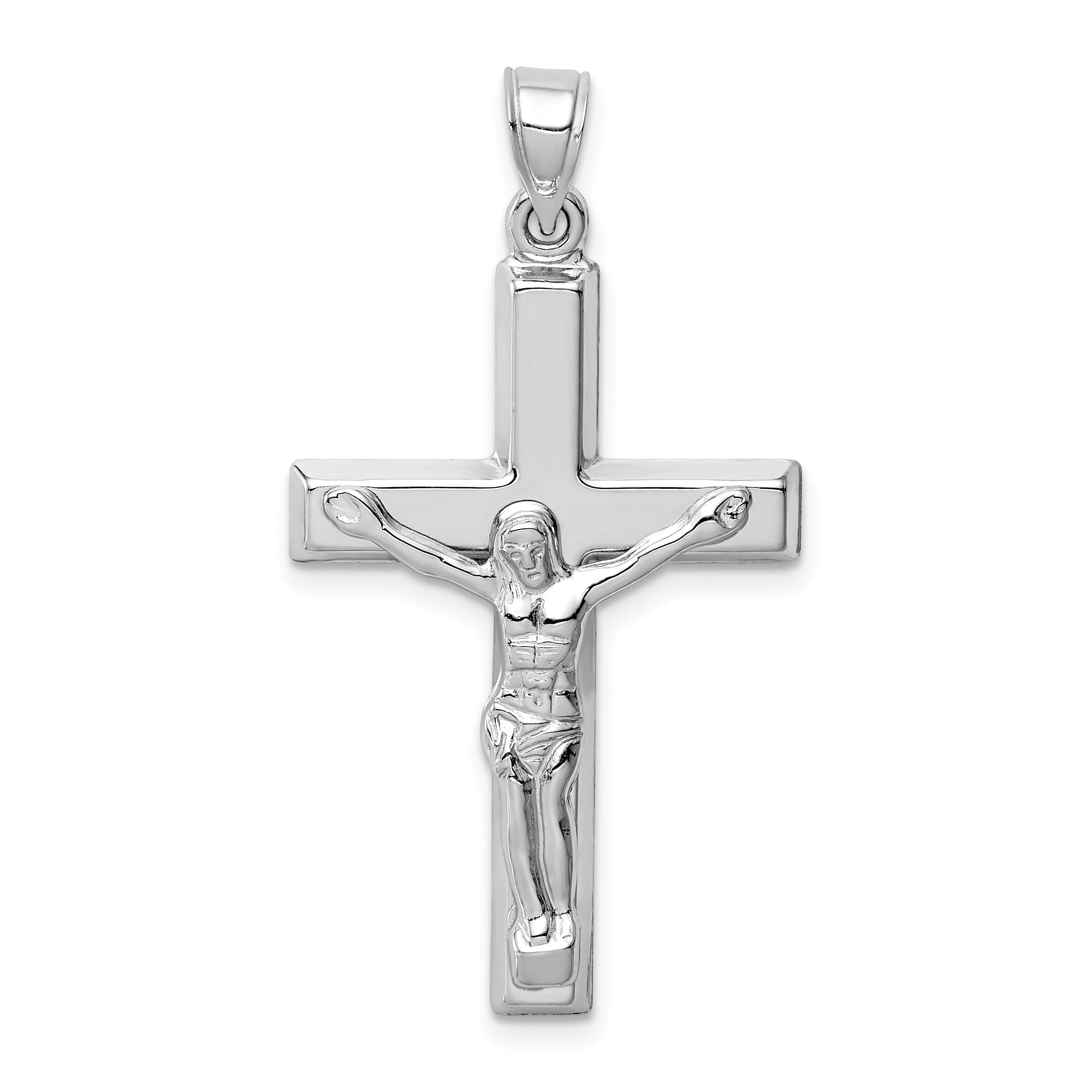 14k White Gold Polished Crucifix Pendant Main image