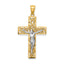 14K Two-Tone Satin Polished D/C Crucifix W/Vines Pendant