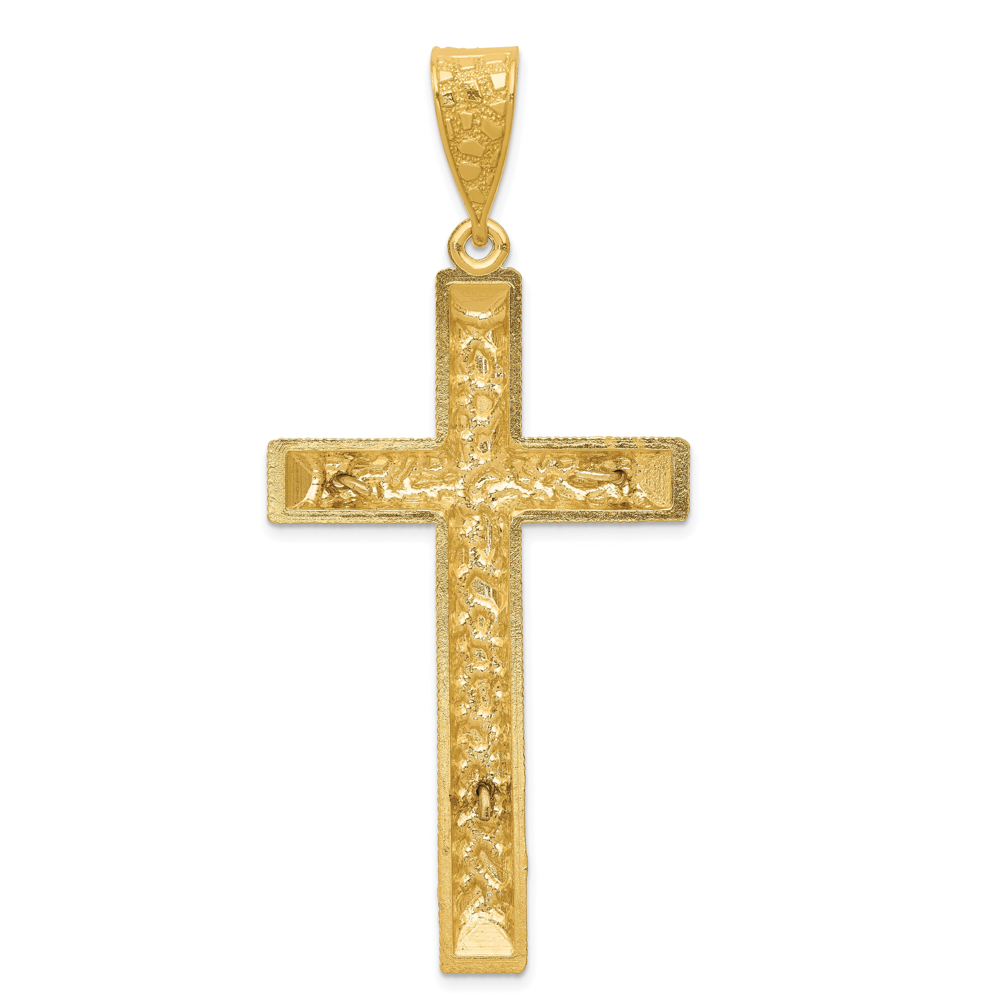 14K Two-Tone Gold Crucifix Pendant with Diamond-Cut Detail