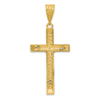 14K Two-Tone Gold Crucifix Pendant with Polished Diamond-Cut Finish