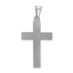14K White Gold Crucifix Pendant with Diamond-Cut Design Polished Finish