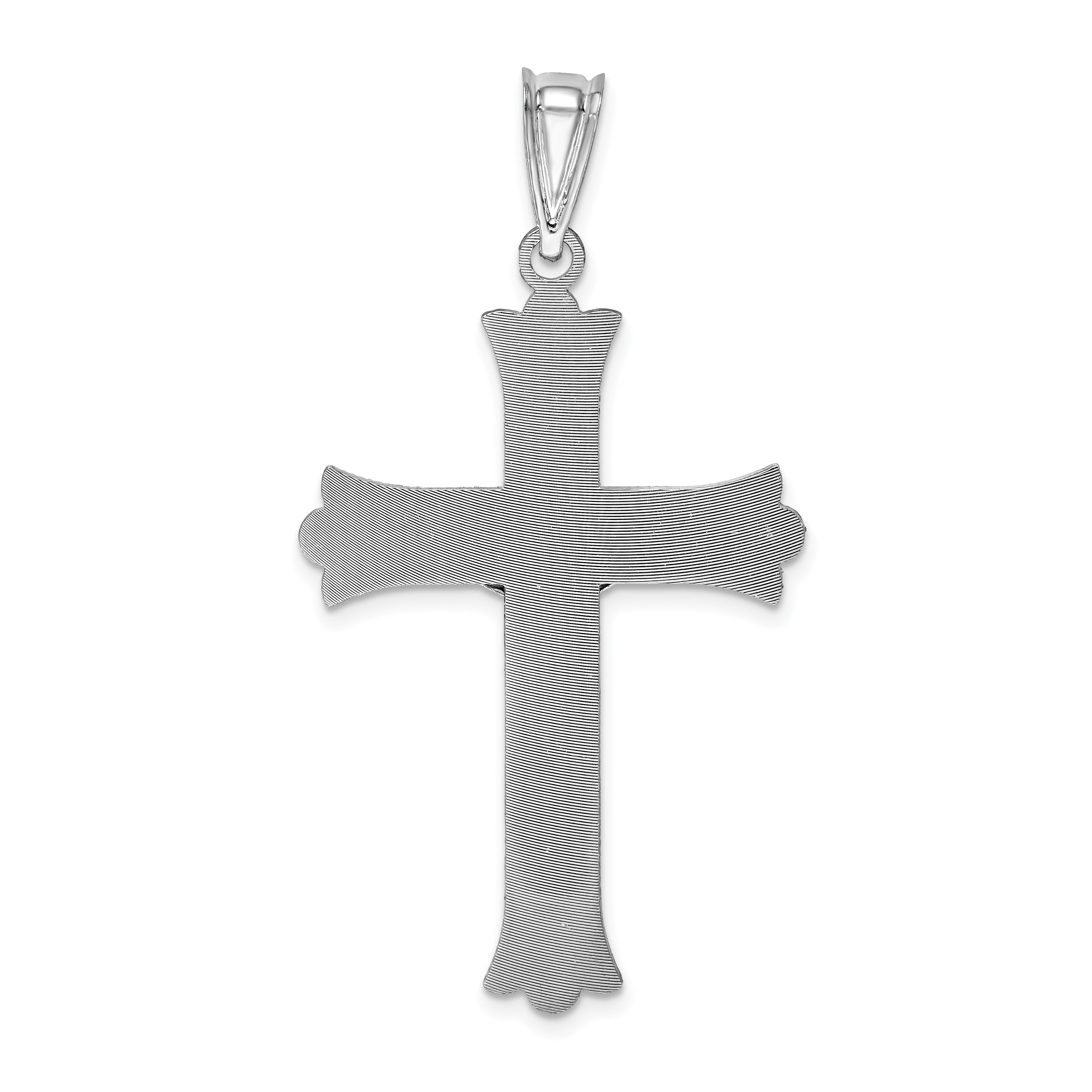 14K White Gold Crucifix Pendant with Polished Diamond-Cut Finish by Sophia