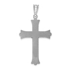 14K White Gold Crucifix Pendant with Polished Diamond-Cut Finish by Sophia