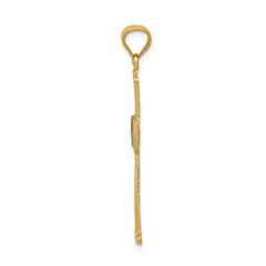 14K Gold Rhodium Accented Filigree Cross Pendant with Diamond-Cut Finish