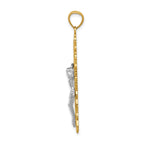 14K Two-Tone Gold Crucifix Pendant with Polished Finish Solid Design