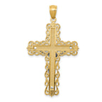 14K Two-Tone Gold Crucifix Pendant with Polished Finish Solid Design