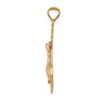 14K Tri-Color Gold Mariner Crucifix Pendant with Polished Finish  Elegant & Textured Design