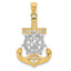 14k w/Rhodium Polished Mariners Crucifix Pendant