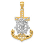 14k w/Rhodium Polished Mariners Crucifix Pendant