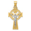 14k Two-tone Polished Celtic INRI Crucifix Pendant