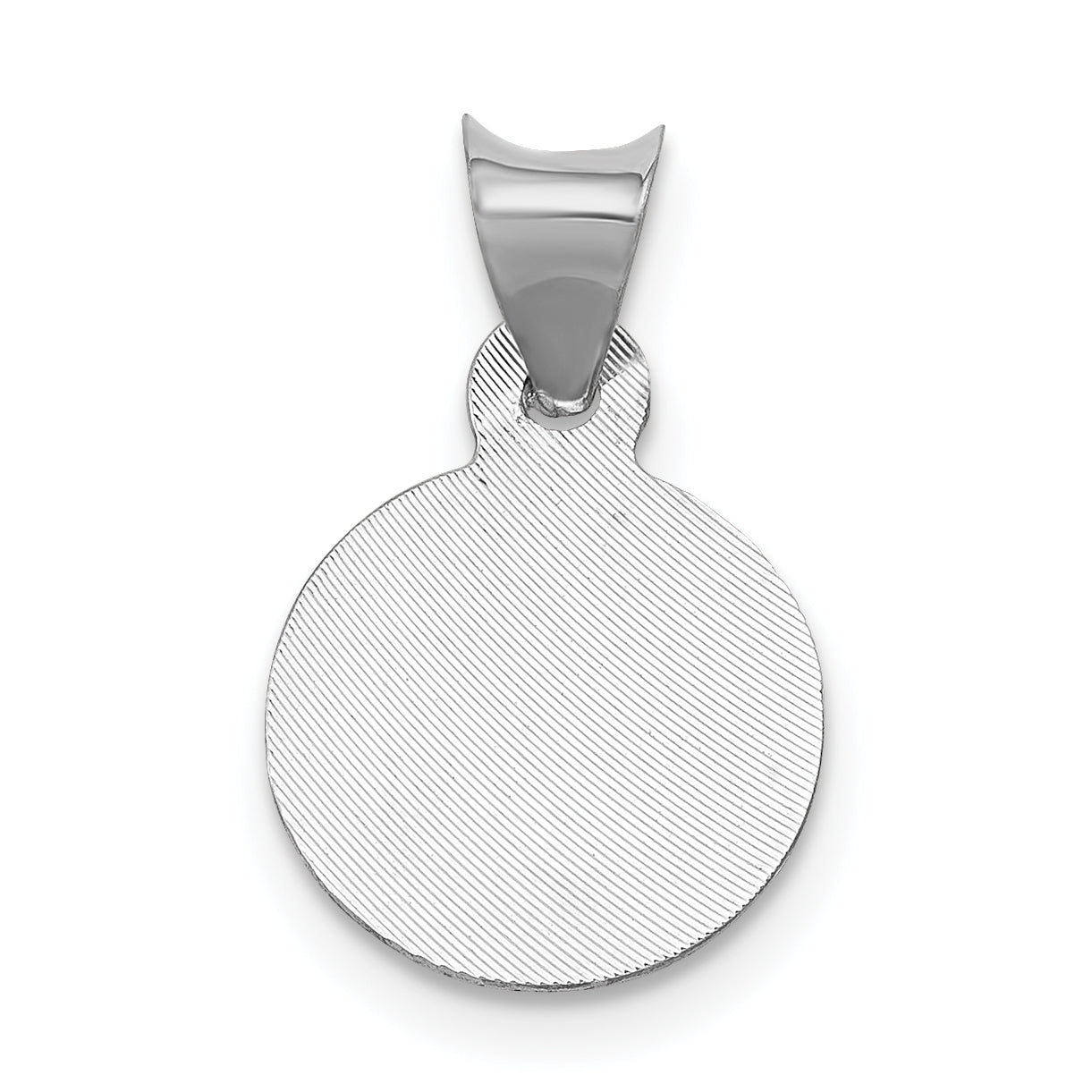 14K White Gold Our Lady of Guadalupe Round Pendant with Diamond-Cut Finish