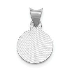 14K White Gold Our Lady of Guadalupe Round Pendant with Diamond-Cut Finish