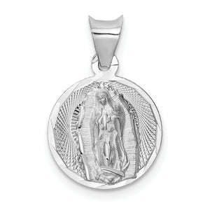 Our Lady of Guadalupe Round Pendant in 14K White Gold, 13mm - Sophia Jewelers