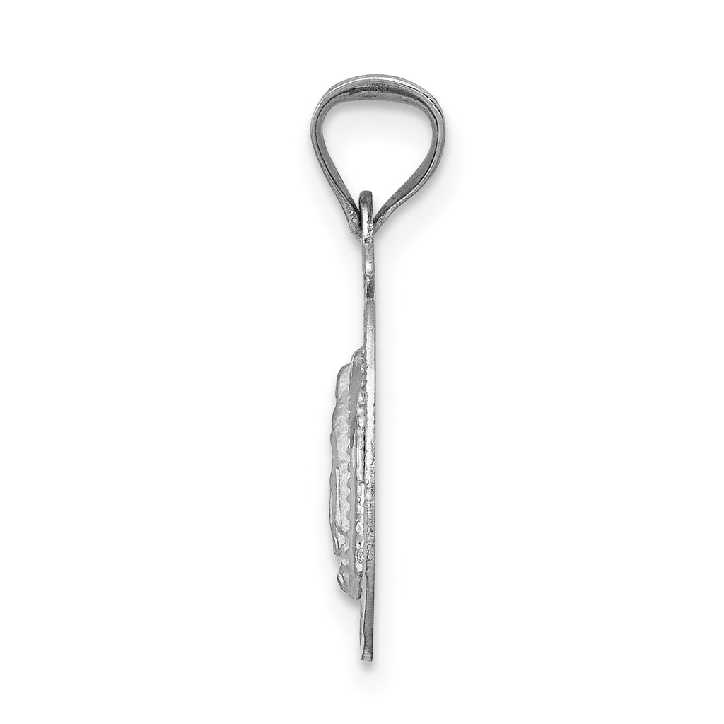 14K White Gold Our Lady of Guadalupe Pendant with Diamond-Cut Polished Finish
